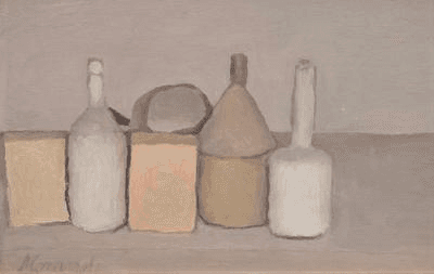 Giorgio Morandi still-life reference in a quiet neutral palette