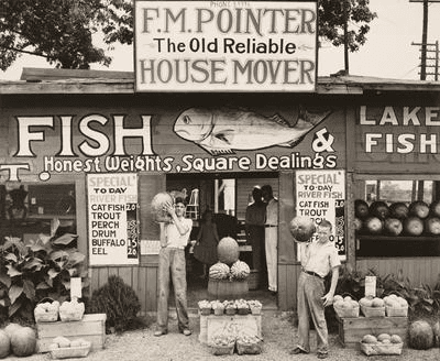 Walker Evans reference photograph of a vernacular storefront
