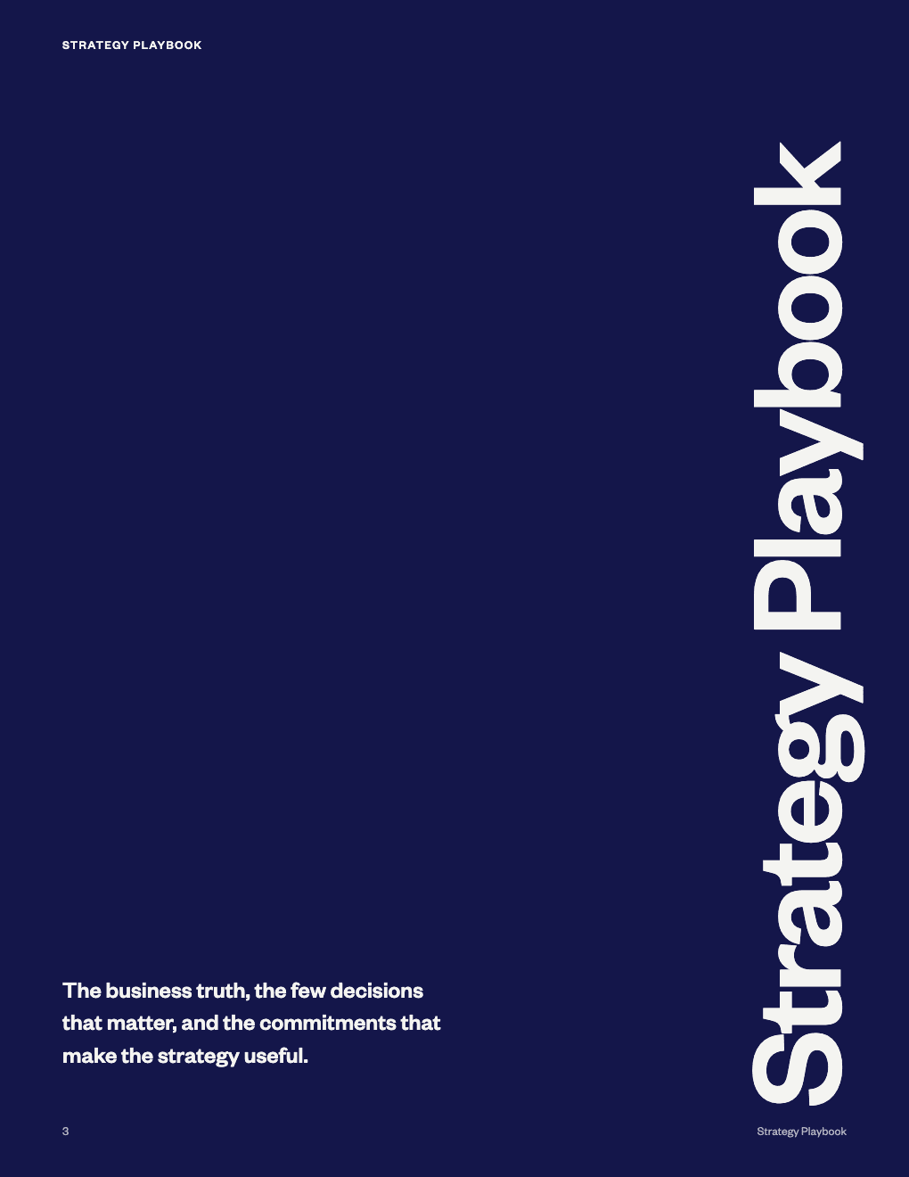 Always Secure Brand Playbook part cover, navy, reading: The business truth, the few decisions that matter, and the commitments that make the strategy useful.
