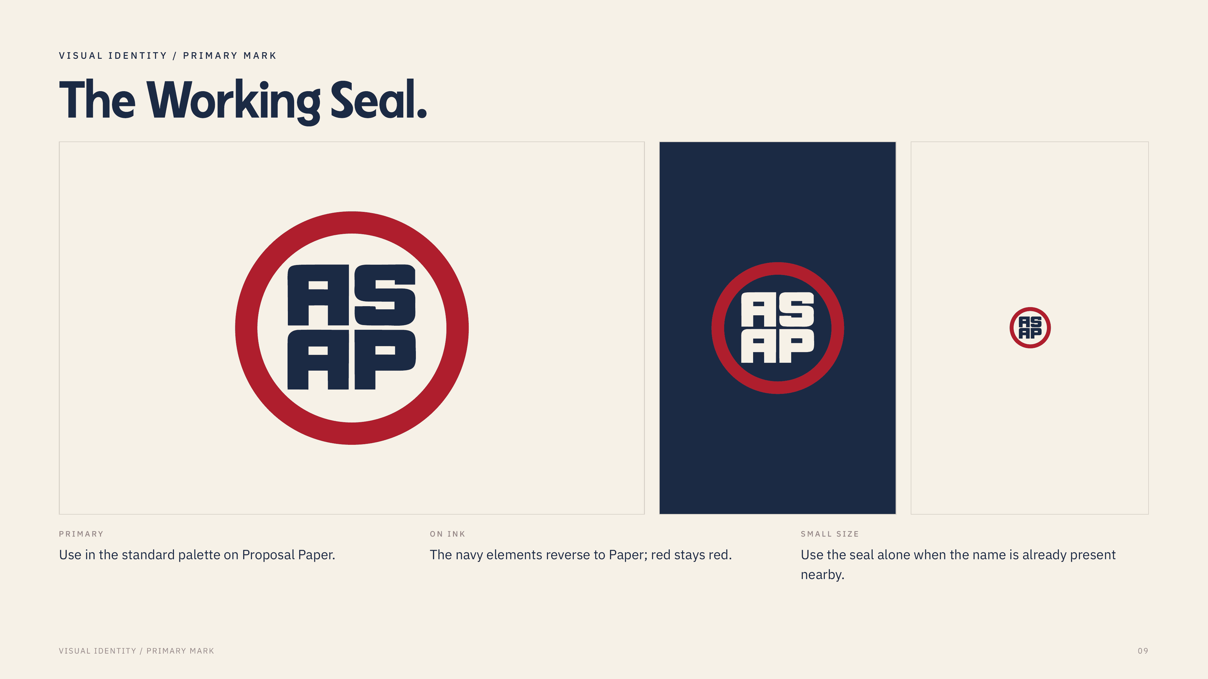 Always Secure guidelines page: Working Seal